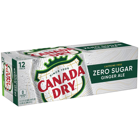 12 oz 12 pack Canada Dry Zero Sugar Ginger Ale Soda, fl cans