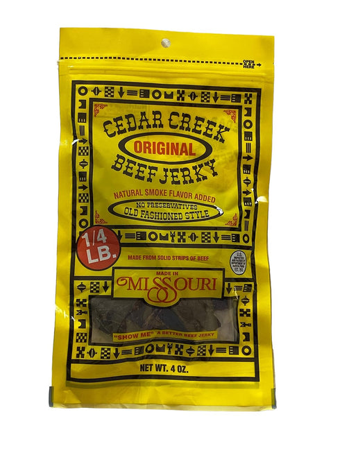 Cedar Creek Beef Jerky 4oz Pack, , Air-Dried Thinly Sliced, No Artificial Preservatives, Grass-Fed & Grain-Finished
