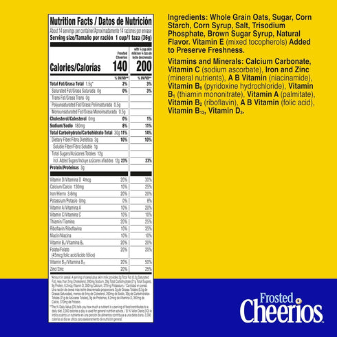 18.4 oz Frosted Cheerios, Heart Healthy Cereal, Family Size