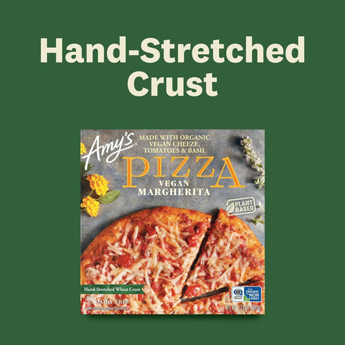 Frozen Amy's Cheeze (Vegan Cheese) Pizza, Made with Organic Tomatoes and Basil, Hand Stretched Crust, Full Size