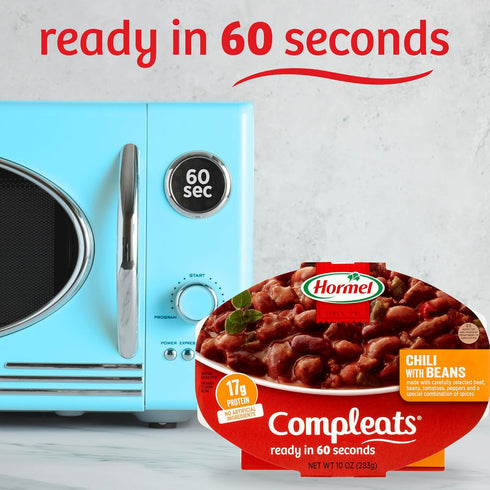 10 (Pack 6) HORMEL COMPLEATS Chili with Beans Microwave Tray, Ounces