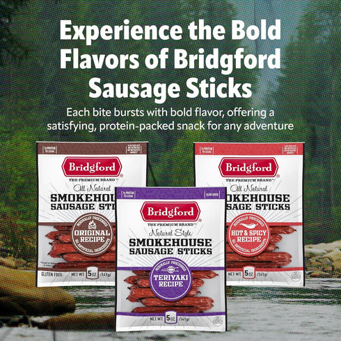 5 oz Pack 4 Summer Bridgford Smokehouse Sausage Sticks Teriyaki of - Made with Beef and Pork - Gluten Free High Protein