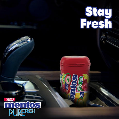 50 Pack 6 Mentos Sugar Free Gum, Red Fruit Lime, Piece Bottle