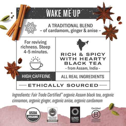 18 (Pack 3) Numi Organic Golden Chai Tea, Tea Bags of Assam Black Tea, Cardamom, Ginger & Anise