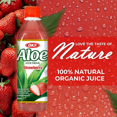 16.9 oz. Pack 20), OKF Aloe Vera Drink Juice with Pure Aloe Pulp, Variety, (Strawberry, of Plant Based Drink, Korean