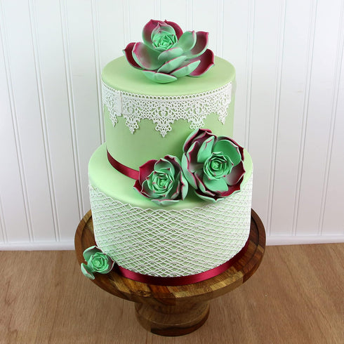 3 Count Global Sugar Art Succulent Taurus Sugar Cake Flowers Assortment with Wire, by Chef Alan Tetreault