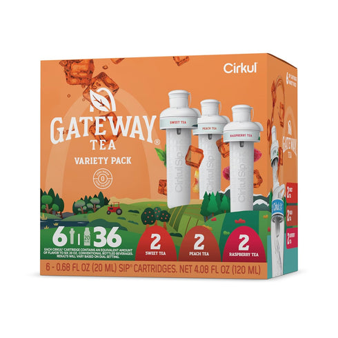 Cirkul Gateway Tea Caffeine Flavor Water Variety Pack, Makes 36 Drinks, No