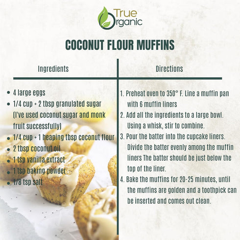 4 64 Oz True Organic Ceylon Coconut Flour, Pound / Bulk Bag, Certified Organic, USDA & Kosher Certified, Non-GMO