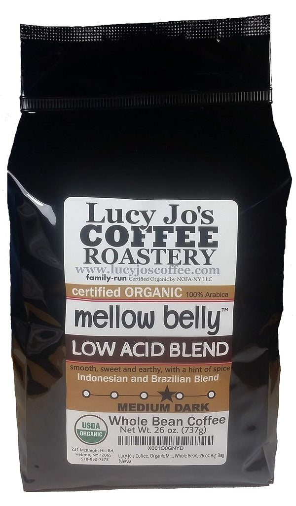 Lucy Jo's Coffee, Organic Mellow Belly Low Acid Blend, Medium Dark Roast,