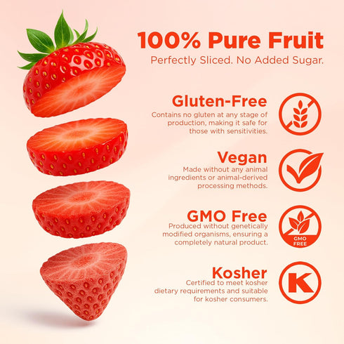 6 Pack (1 Oz Packs Pols Freeze Fresh - Sliced Freeze-Dried Strawberries Each) No Added Sugar, Non-GMO, Vegan