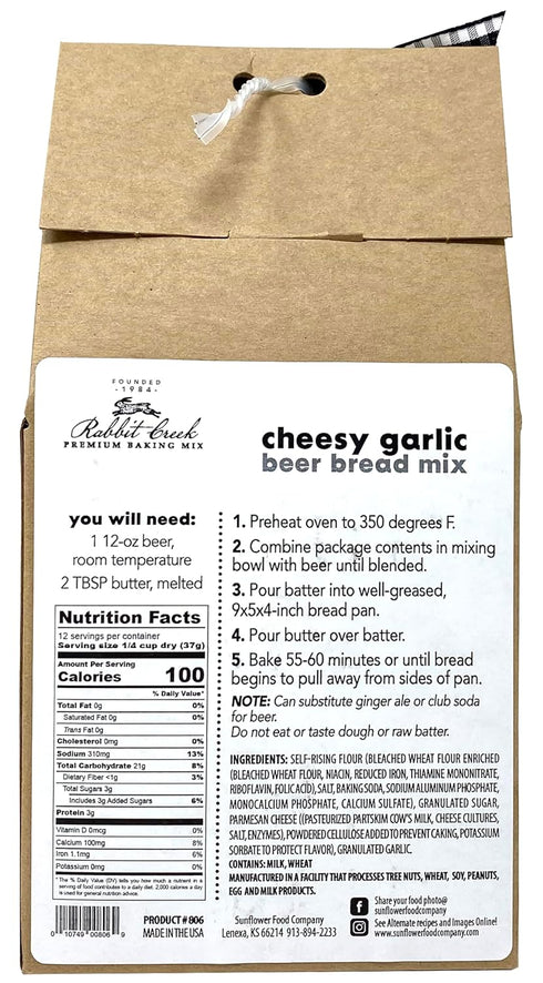 Pack 3 Rabbit Creek Beer Bread Mix Variety of Cheesy Jalapeno, Cheddar Bacon & Cheesy Garlic Beer Bread Mix