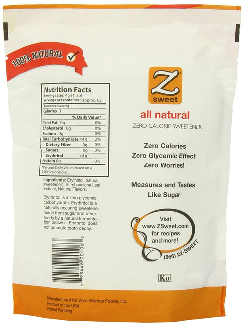 1.5-Pound (Pack 2) Zsweet All Natural Zero Calorie Sweetener, Pouches