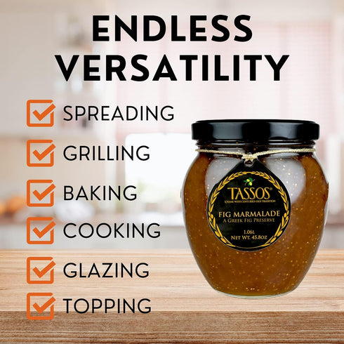 Tassos (1 Traditional Greek Fig Preserve Spread Marmalade Jar)