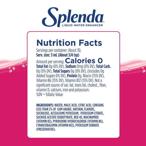 3.11 Oz 3 Pack) SPLENDA Liquid Water Enhancer Drops, Sugar Free, Zero Calorie, Natural Flavor, Concentrated Drink Mix