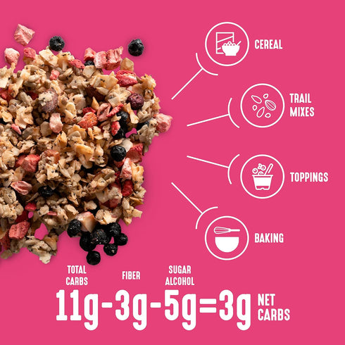 3g (11 oz) Lakanto Berry Crunch Granola - Delicious Snack, Quick Breakfast Cereal, Keto Friendly, Monk Fruit Sweetener
