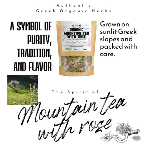 1.76oz APSOGO Organic Mountain Tea with Rose - Herbal Infused Tea - Premium Quality & Excellent Taste - Produced