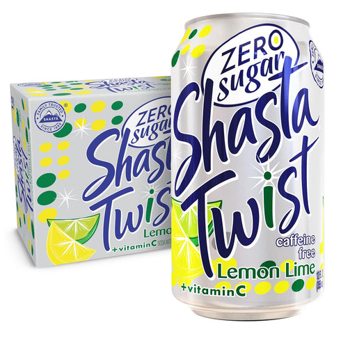 Shasta Zero Sugar Twist | 12-Pack of 12oz Cans | Lemon-Lime Citrus