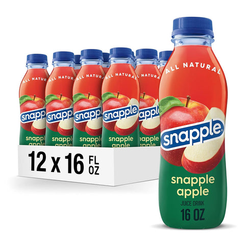 Snapple Apple Juice Drink, 16 Fl Oz Recycled Plastic Bottle, All Natural,