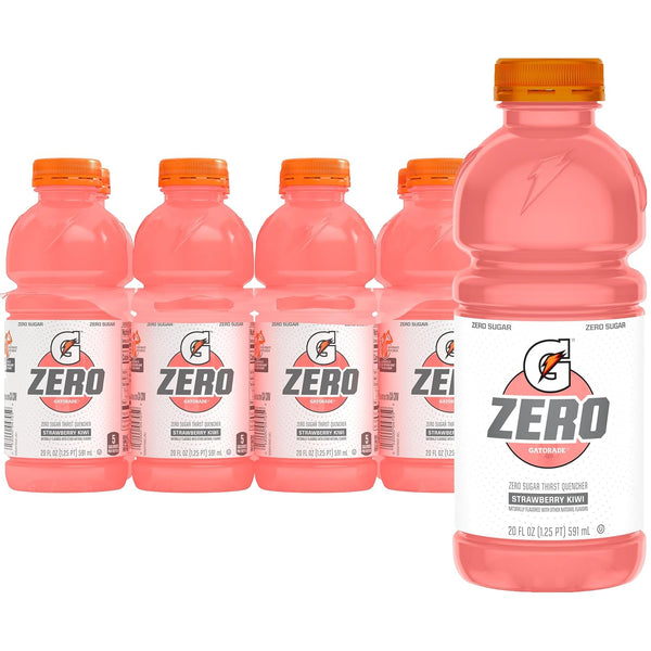 Gatorade Thirst Quencher Zero Sugar Sports Drink, Strawberry Kiwi, 20oz Bottles, 8