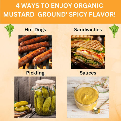 Powder-16 Oz. SPICY ORGANIC Ground Yellow Mustard Seeds Certified USDA Organic - The Perfect Pickling Spice for Cooking