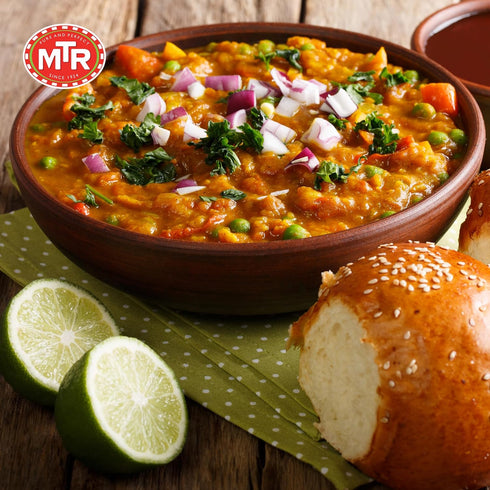 (Pack 6) MTR - Pav Bhaji - Spiced Vegetable Gravy - Authentic Indian Ready-to-Eat Meal - Plant-Based, Delicious