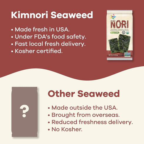 KIMNORI Organic Seasoned Seaweed Snacks, Korean BBQ Flavor, 24 Individual Packs, 100% Natural Laver