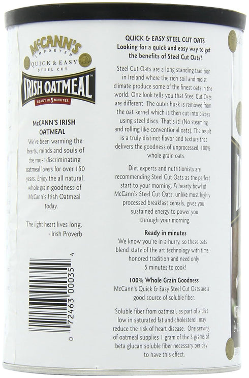 24 oz (Pack 6) McCann's Steel Cut Irish Oatmeal, Quick & Easy