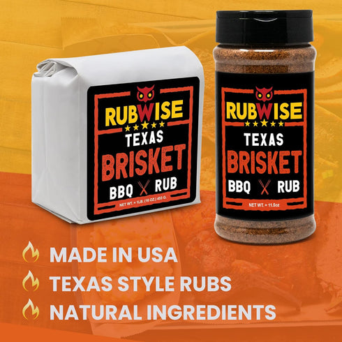 RubWise Texas Style BBQ Brisket Rub (1lb) | BBQ Rub & Spices for Smoking and Grilling, Great on Brisket