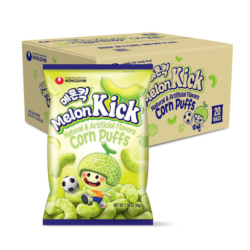 Nongshim Melon Kick Puff Snack - Sweet and Crispy Corn Puff with