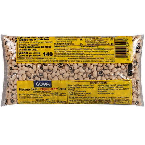 Pack 2 (16 oz Goya Black Eyed Peas Dry, Creamy and Flavourful Frijoles Goya Pintos, Pantry Staple, of Bags)