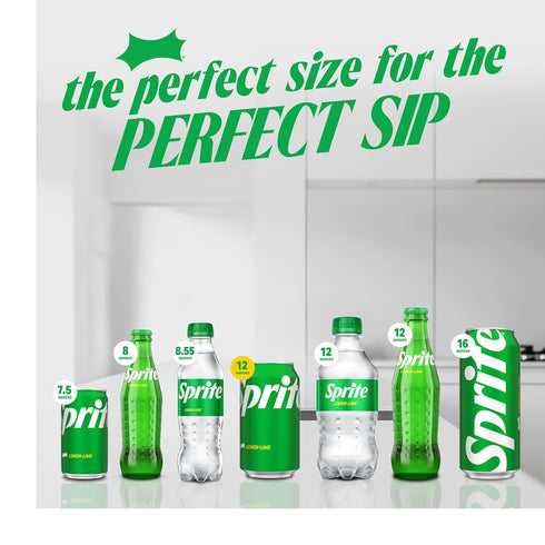 12 oz, 12 Pack,Cans Sprite Lemon Lime Soda Soft Drinks, fl