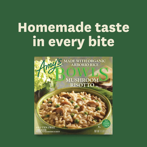Frozen 9.5 oz Amy's Meals, Mushroom Risotto Bowl, Made with Parmesan Cheese, Gluten Free