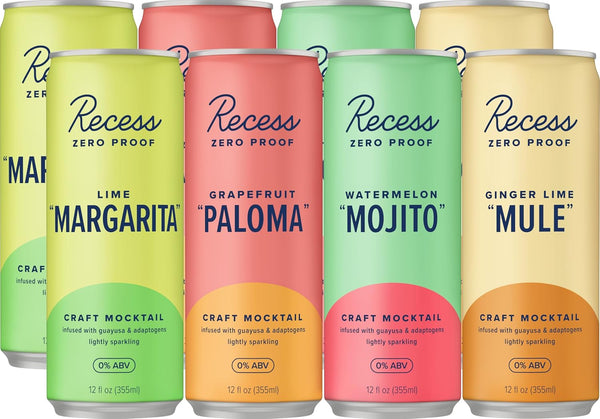 Recess Zero Proof Craft Mocktails, Alcohol Free Drinks, With Adaptogens, Non-Alcoholic Beverage