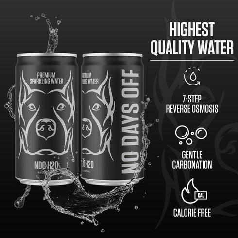 24 Pack, 8.4 oz, NO DAYS OFF Premium Sparkling Water - fl Sparkling (Unflavored) - Ultra-Purified Reverse Osmosis