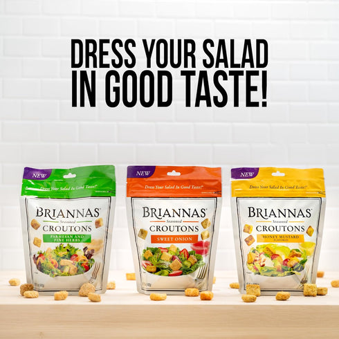 5 oz. 3 Pack BRIANNAS - Sweet Onion Croutons - Baked-in Flavor, Crispy Croutons for Salads and More - Bags