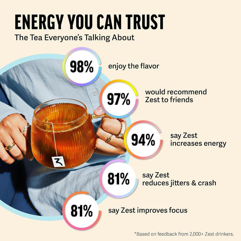 50 150mg Zest Energy Tea - Cinnamon Apple Spice High Caffeine Black Tea Loose Leaf Blend - Caffeinated Coffee