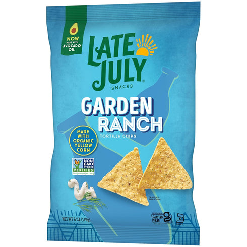 6 Oz LATE JULY Snacks Garden Ranch Tortilla Chips, Bag