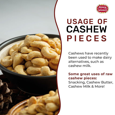 Spicy World 80oz (5 LBS) Packed Raw Cashew Pieces - Natural Bulk Raw & Unsalted Cashews for Cooking, Baking & Topping