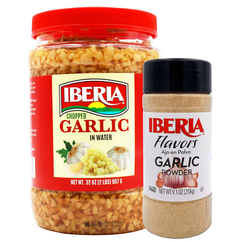 Iberia Chopped Garlic In Water, 32 oz + Iberia Garlic Powder, 9.1