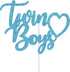 Baby Shower Cake Decor for Boy, Twin Boys Cake Topper, Blue Glitter, Oh Babies/Gender Reveal/Babies 1st Birthday Party