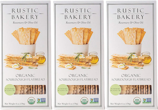 Rustic Bakery Gourmet Handmade Sourdough Flatbread Rosemary & Olive Oil 6 oz.