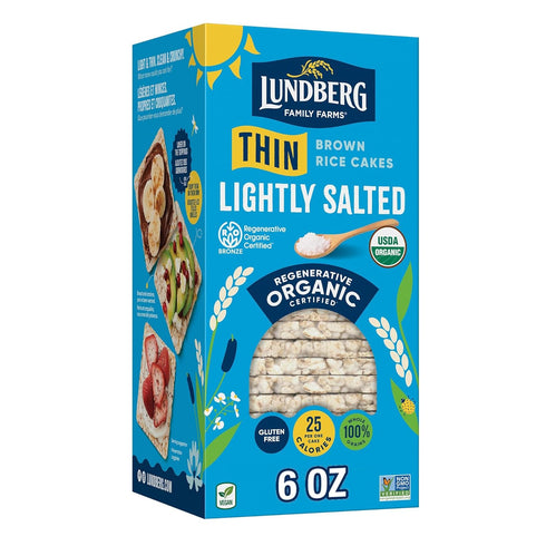 Lundberg Organic Thin Stackers, Brown Rice, Lightly Salted, Thin Rice Cakes, Gluten-Free,