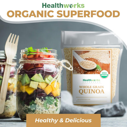 80 Oz 5 Lbs Healthworks Superfoods Organic Quinoa White Whole Grain Raw - / - Protein, Fiber & Iron - Peruvian Origin