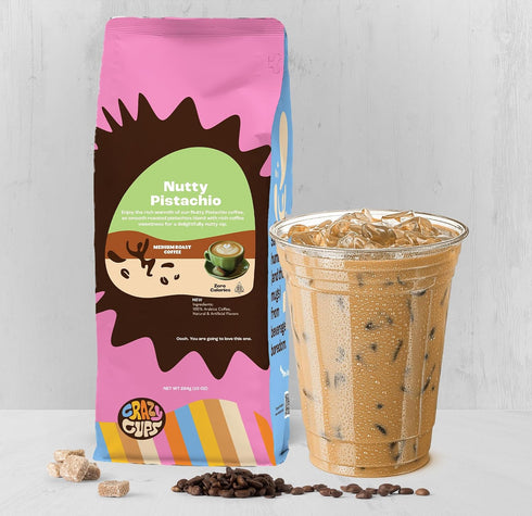 10 oz (Pack 2) Crazy Cups Flavored Ground Coffee, Pistachio Coffee in Bag, For Brewing Hot or Iced