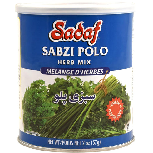 Sadaf Sabzi Polo, Dried Herbs Mix for Cooking and Food Flavoring, Natural Herb Mix, 2 Oz Can