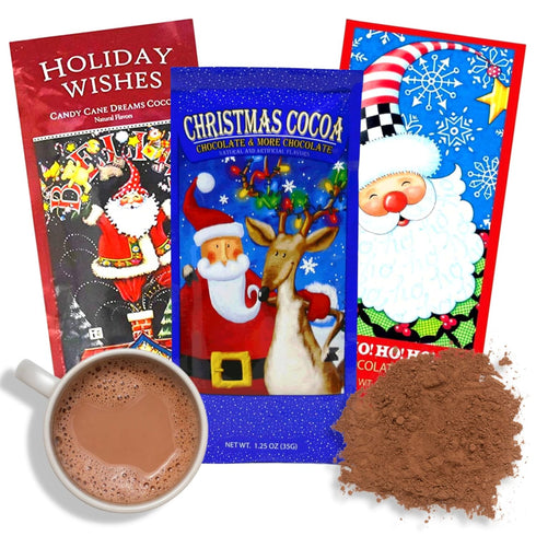 Needzo Christmas Hot Chocolate Packets Assortment, Individually Packaged Cocoa Powder, Small Holiday