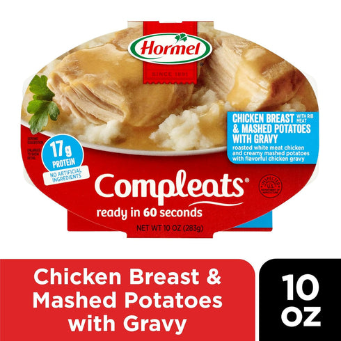 10 oz (Pack 6) HORMEL COMPLEATS Chicken Breast & Mashed Potatoes With Gravy Microwave Tray