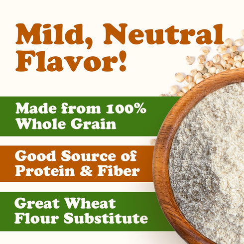 8 Food to Live Gluten-Free Organic White Sorghum Flour, Ounces Non-GMO Whole Grains, Finely Ground, Pure, Raw. Good