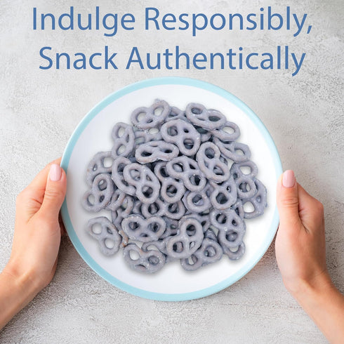 5 oz Hayden Valley Foods Blueberry Yogurt Flavored Covered Pretzels | Resealable Bag | Gourmet Flavored Blue Pretzels