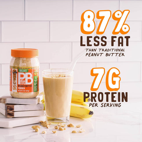 PBfit All-Natural Organic Peanut Butter Powder, Powdered Peanut Spread from Real Roasted Pressed Peanuts, 7g of Protein, 8 Ounce (Pack of 1)